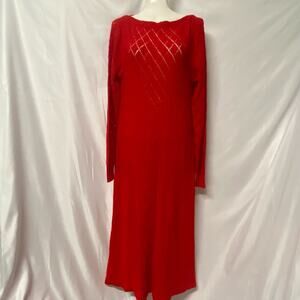 MC II MC Squared Dress Vintage Knit Size S Slit Neck 1970's Red